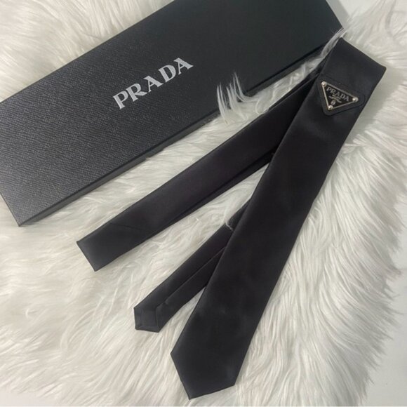 Prada Inverted Triangle Satin Tie Shirt Tie - Picture 2 of 4